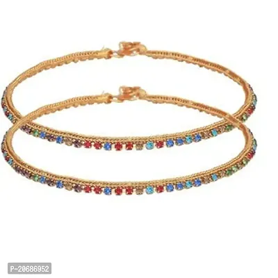 Stylish Golden Anklet Payal with colourful stones-thumb0