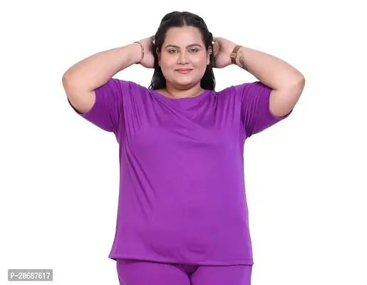 Canidae Women Plus Size Comfortable Cotton Round Neck Half Sleeve Casual T-Shirt, Sleep, Night, Yoga, Daily Gym n Lounge Wear Short Tee/Tops for Ladies, Small to 8XL (Small, Purple)