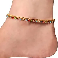 Stylish Golden Anklet Payal with colourful stones-thumb1