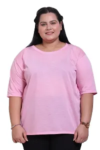 Canidae Women Plus Size Comfortable Cotton Round Neck Half Sleeve Casual T-Shirt, Sleep, Night, Yoga, Daily Gym n Lounge Wear Short Tee/Tops for Ladies, Small to 8XL (Small, Light Pink)-thumb1