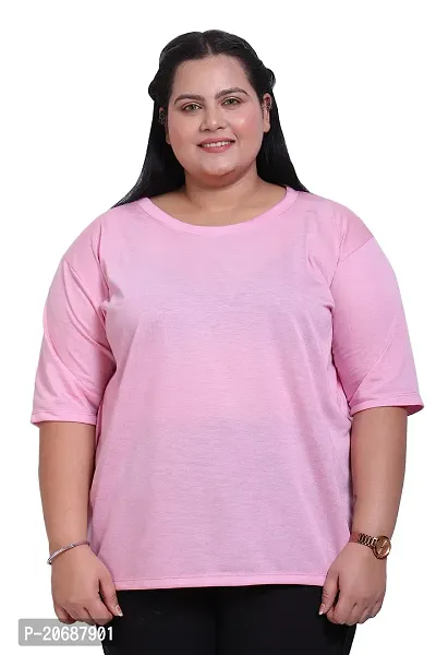 Canidae Women Plus Size Comfortable Cotton Round Neck Half Sleeve Casual T-Shirt, Sleep, Night, Yoga, Daily Gym n Lounge Wear Short Tee/Tops for Ladies, Small to 8XL (Small, Light Pink)-thumb2