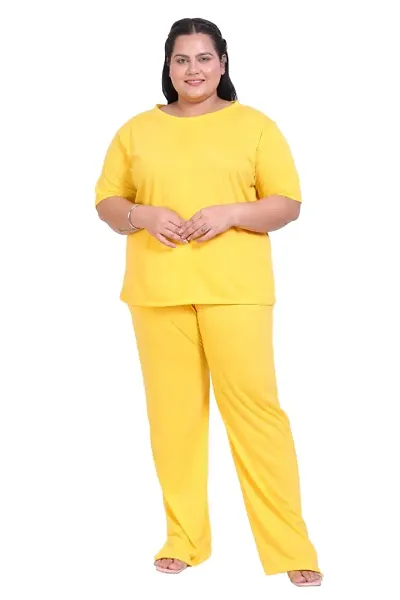 Fancy Yellow Cotton Solid Co-Ords Sets For Women