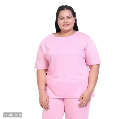 Canidae Women Plus Size Comfortable Cotton Round Neck Half Sleeve Casual T-Shirt, Sleep, Night, Yoga, Daily Gym n Lounge Wear Short Tee/Tops for Ladies, Small to 8XL (Small, Pink)