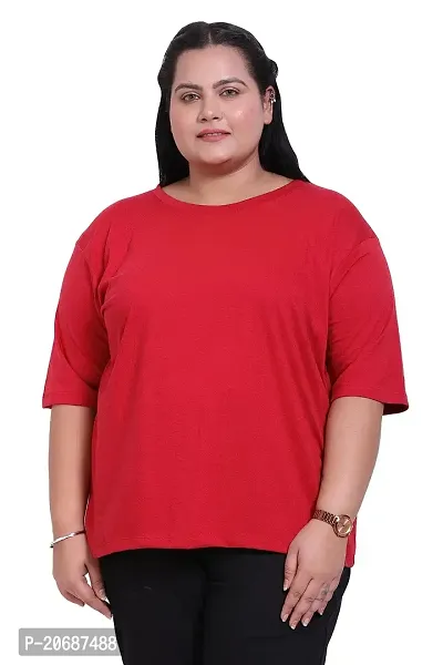 Canidae Women Plus Size Comfortable Cotton Round Neck Half Sleeve Casual T-Shirt, Sleep, Night, Yoga, Daily Gym n Lounge Wear Short Tee/Tops for Ladies, Small to 8XL (Small, Maroon)-thumb0