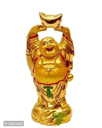 Feng Shui Laughing Buddha Happy Man with Ingot in Both Hands