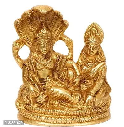 Brass Statue of Lord Vishnu with Laxmi Ji on Sheshnag Laxmi Narayan