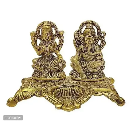 Brass Lakshmi Ganesh Idol with Diya