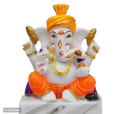 Lord Ganesh Idol for Home Decor Office Pagadi Ganesh Murti 14 cm Multicolor