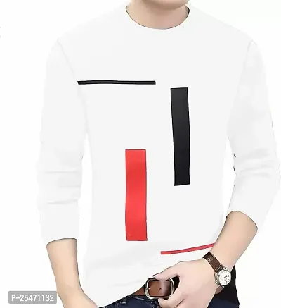 Stylish Long Sleeves Round Neck White  Printed Sweatshirts For Men-thumb0