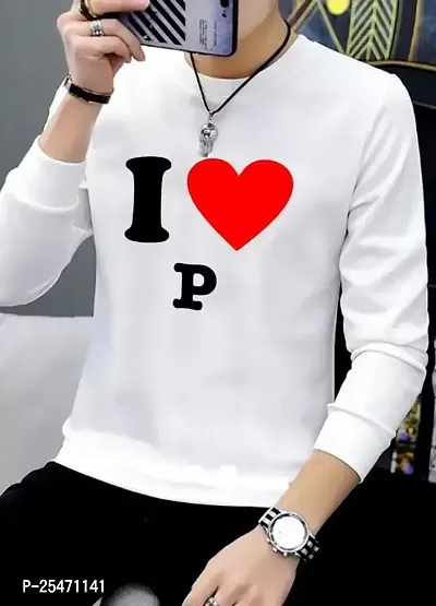 Stylish Long Sleeves Round Neck White  Printed Sweatshirts For Men