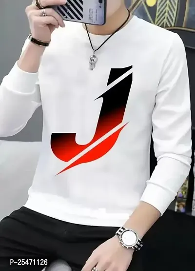 Stylish Long Sleeves Round Neck White  Printed Sweatshirts For Men-thumb0