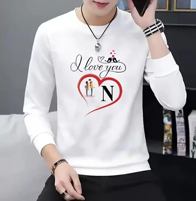 Mens Printed Love Round Neck Full Sleeve T-Shirt