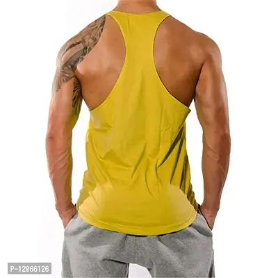 THE BLAZZE Men's Beast Tank Tops Muscle Gym Bodybuilding Vest Fitness Workout Train Stringers (L, Yellow)-thumb3