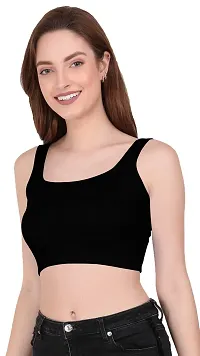 THE BLAZZE 1044 Women's Summer Basic Sexy Strappy Sleeveless Crop Top (XX-Large(38?-40), A - Black)-thumb4