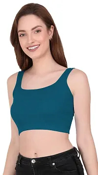 THE BLAZZE 1044 Women's Summer Basic Sexy Strappy Sleeveless Crop Top's (XX-Large, Prussian Blue)-thumb3