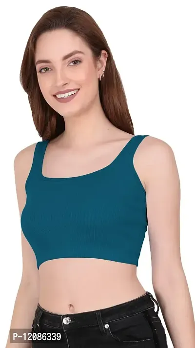 THE BLAZZE 1044 Women's Summer Basic Sexy Strappy Sleeveless Crop Top's (XX-Large, Prussian Blue)-thumb4