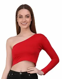 THE BLAZZE 1289 Women's Cotton One Shoulder Full Sleeve Crop Tops-thumb3