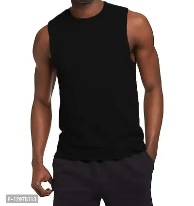 THE BLAZZE Men's Sleeveless T-Shirt Tank Top Gym Tank Stringer Vest for Men (XX-Large(44”/110cm - Chest), Black)