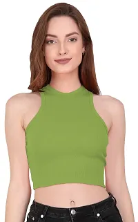 THE BLAZZE Women's Crop Top (Large, Light Green)-thumb4