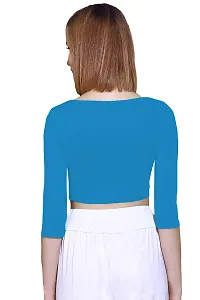 THE BLAZZE 1057 Crop Tops for Women (XL, Turquoise Blue)-thumb2