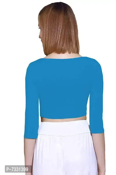 THE BLAZZE 1057 Crop Tops for Women (XL, Turquoise Blue)-thumb3