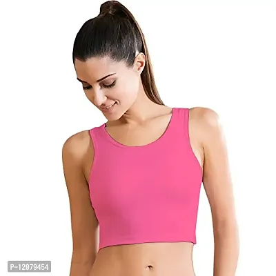 THE BLAZZE Women's Basic Sexy Strappy Sleeveless Racerback Camisole Crop Top (XX-Large, Light Pink)