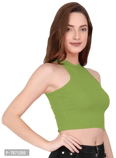 THE BLAZZE Women's Crop Top (Large, Light Green)-thumb4