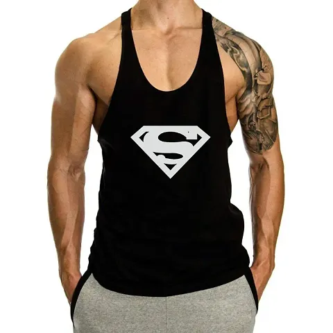 THE BLAZZE Men's S Logo Gym Stringer Tank Top Bodybuilding Athletic Workout Muscle Fitness Vest (Small(36”/90cm - Chest), Black)