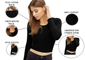 THE BLAZZE 1128 Sexy Women's Crew Neck Full Sleeve Tank Crop Tops Bustier Bra Vest Shorts Crop Top Bralette Blouse Top-thumb5