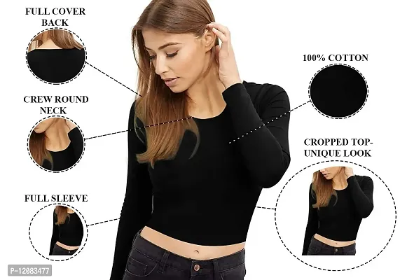 THE BLAZZE 1128 Sexy Women's Crew Neck Full Sleeve Tank Crop Tops Bustier Bra Vest Shorts Crop Top Bralette Blouse Top-thumb6