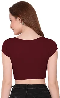 THE BLAZZE 1151 Women's Basic Sexy V Neck Slim Fit Crop Top T-Shirt for Women-thumb1