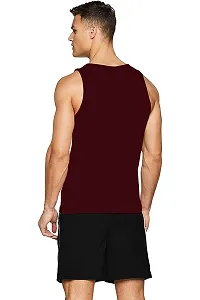 THE BLAZZE 0102 Men's Sleeveless Black Gym Tank Gym Stringer Tank Tops Gym Vest Muscle Tee Sleeveless Cotton T-Shirt for Men (Large, Maroon)-thumb1