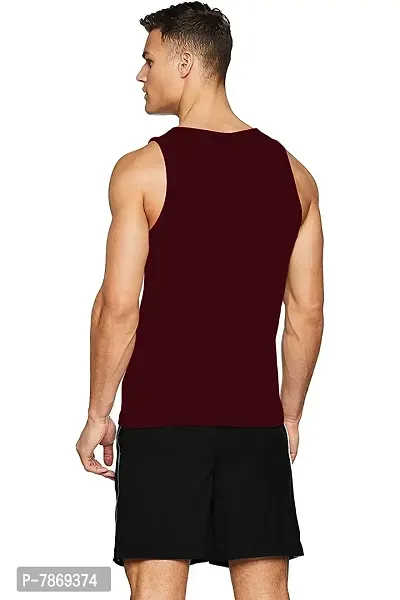 THE BLAZZE 0102 Men's Sleeveless Black Gym Tank Gym Stringer Tank Tops Gym Vest Muscle Tee Sleeveless Cotton T-Shirt for Men (Large, Maroon)-thumb2