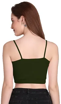 THE BLAZZE 1290 Women's Cotton Basic Sexy Solid Slim Fit Sleeveless Saree Readymade Saree Blouse Crop Top T-Shirt for Women(XS,Color_07)-thumb2