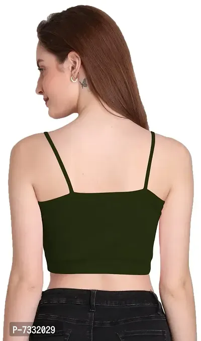 THE BLAZZE 1290 Women's Cotton Basic Sexy Solid Slim Fit Sleeveless Saree Readymade Saree Blouse Crop Top T-Shirt for Women(XS,Color_07)-thumb3