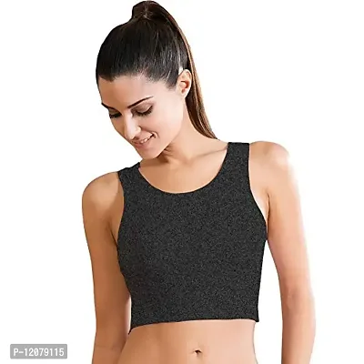 THE BLAZZE Women's Basic Sexy Strappy Sleeveless Racerback Camisole Crop Top (Large, Dark Grey)