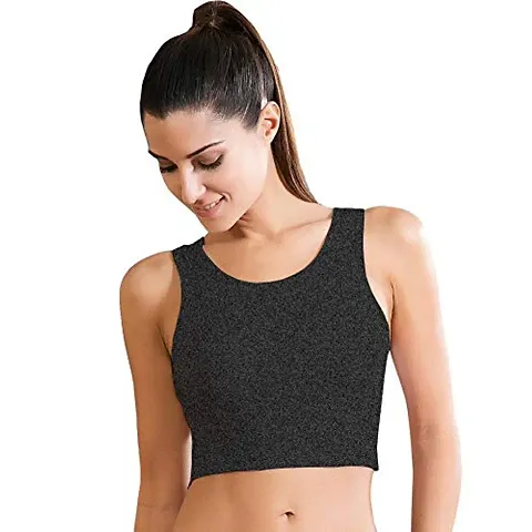 THE BLAZZE Women's Basic Sexy Strappy Sleeveless Racerback Camisole Crop Top (Large, Dark Grey)