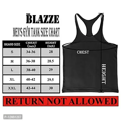 THE BLAZZE 0051 Men's Tank Top Muscle Gym Bodybuilding Vest Fitness Workout Train Stringers (XX-Large, Black)-thumb4