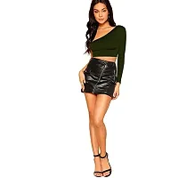 THE BLAZZE 1289 Women's Basic Sexy Solid Slim Fit Full Sleeve Crop Top T-Shirts for Women-thumb2