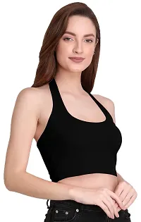 THE BLAZZE 1294 Women's Sexy Cotton Tank Crop Tops Bustier Bra Vest Crop Top Bralette Blouse Top for Womens (M, Black)-thumb4