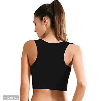 THE BLAZZE Women's Basic Sexy Strappy Sleeveless Racerback Camisole Crop Top (Large, Black)-thumb2