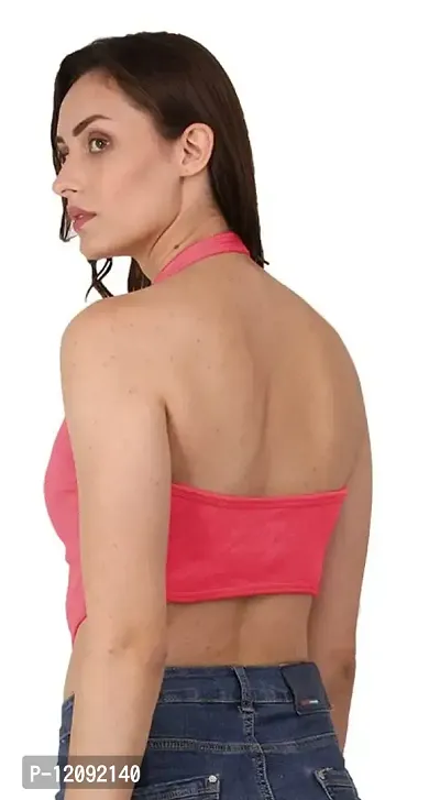 AD2CART A1589 Women's Casual Stretchy Halter Neck Sleeveless Crop Tops for Women (2XL, Color_02)-thumb2