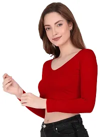 Stylish Red Cotton Solid Readymade Blouse without Pad For Women-thumb4