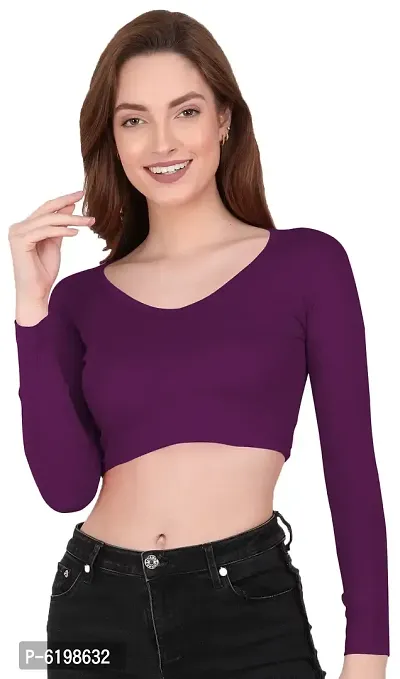 Stylish Purple Cotton Solid Readymade Blouse without Pad For Women