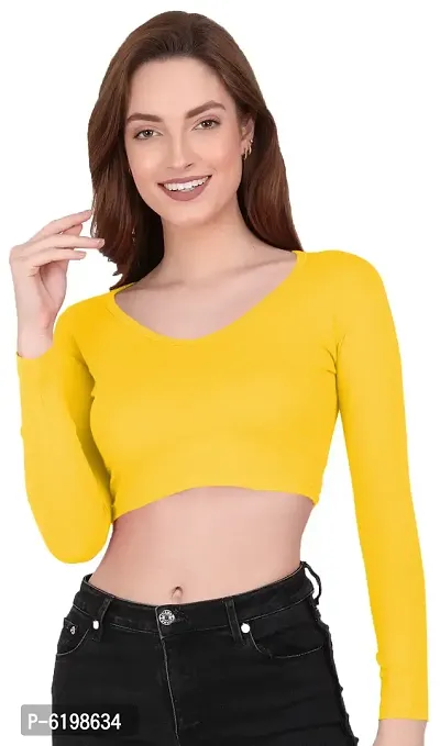 Stylish Yellow Cotton Solid Readymade Blouse without Pad For Women