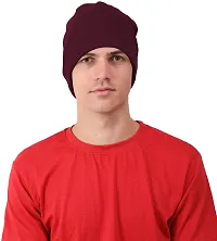 Fabulous Maroon Cotton Solid Caps For Men-thumb2