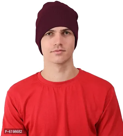 Fabulous Maroon Cotton Solid Caps For Men-thumb3