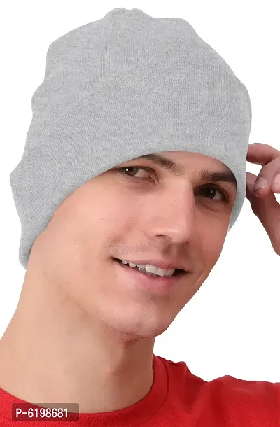 Fabulous Gray Cotton Solid Caps For Men
