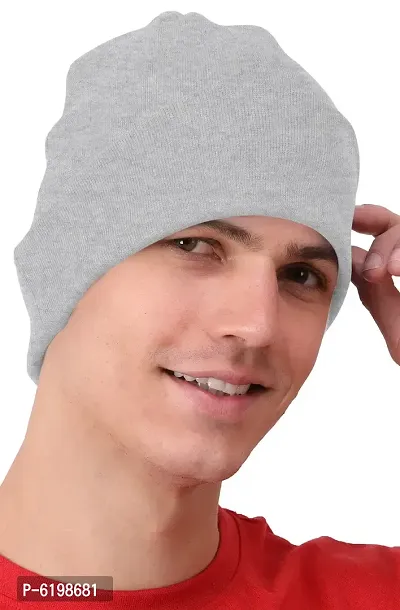 Fabulous Gray Cotton Solid Caps For Men-thumb0