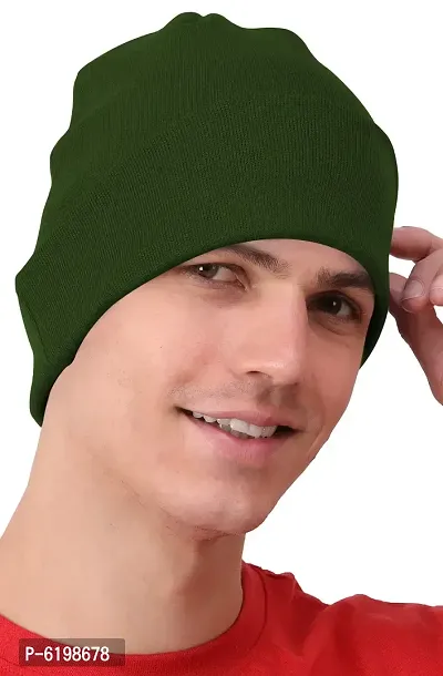 Fabulous Green Cotton Solid Caps For Men